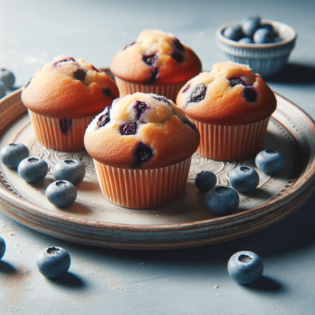 Delicious blueberry muffins with a golden crust.