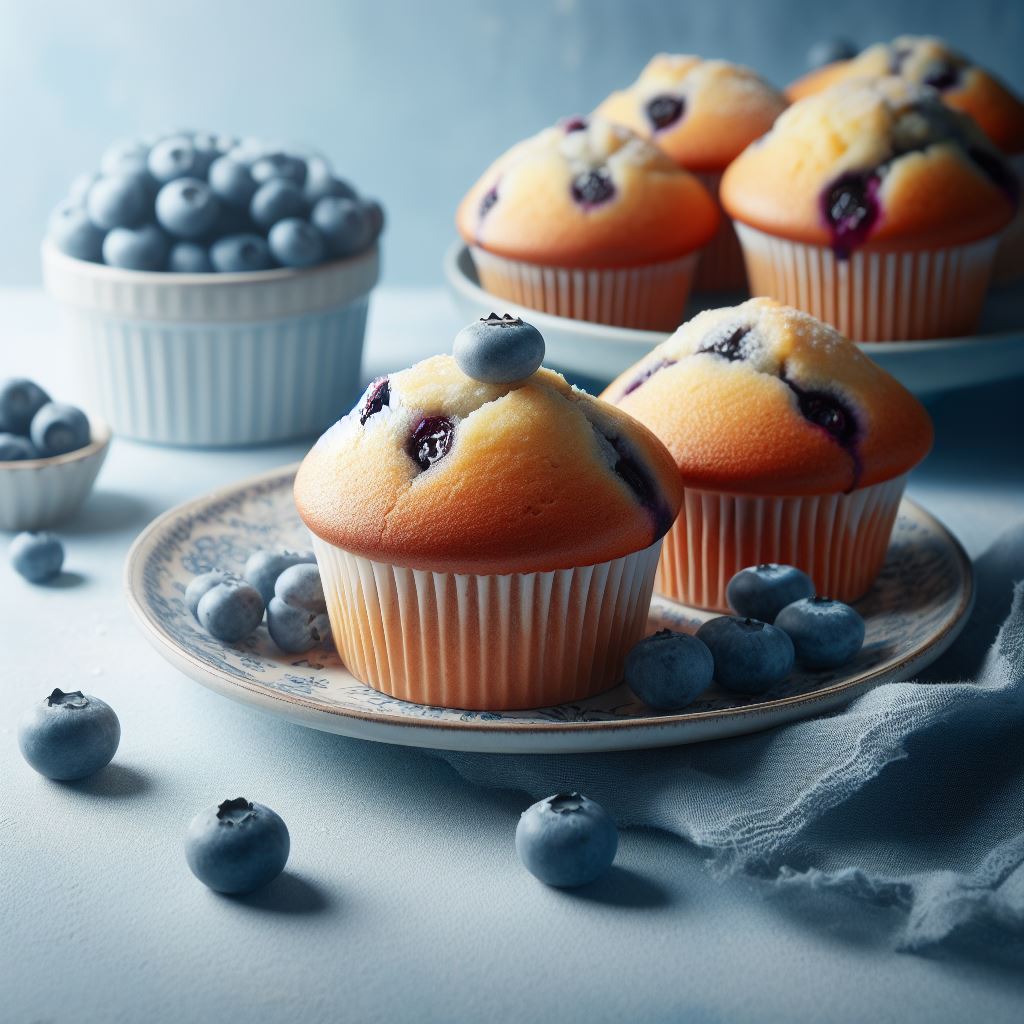 Delicious blueberry muffins with a golden crust.